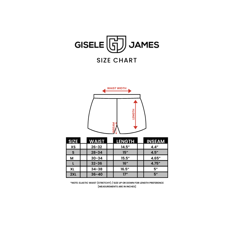 BLACK “SLAY” MESH SHORTS – RED & WHITE LOGO – Gisele James